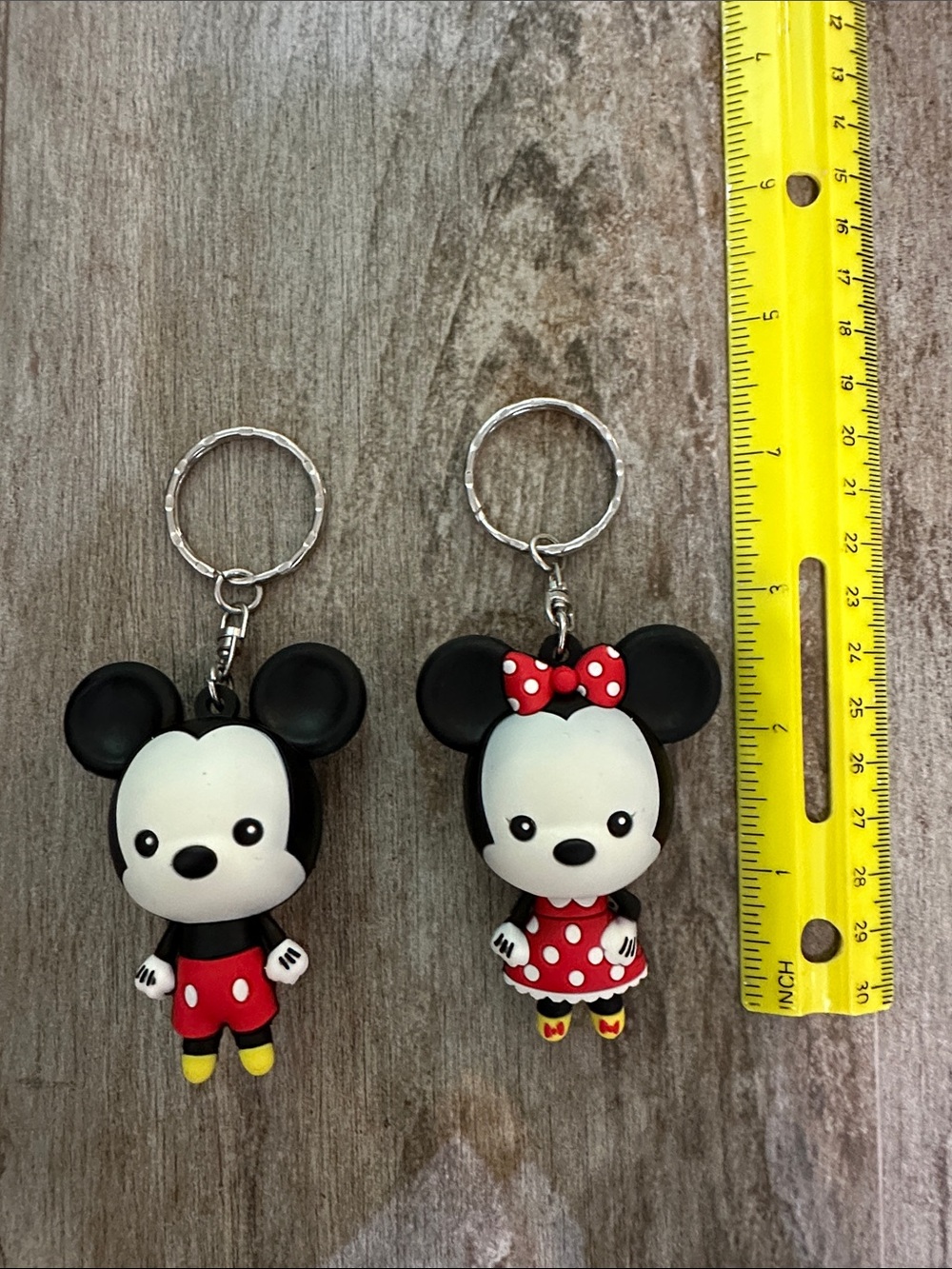 Mickey Minnie Black & Red Mouse 3D Keychain Set - Pair of Kids Toy Accessories